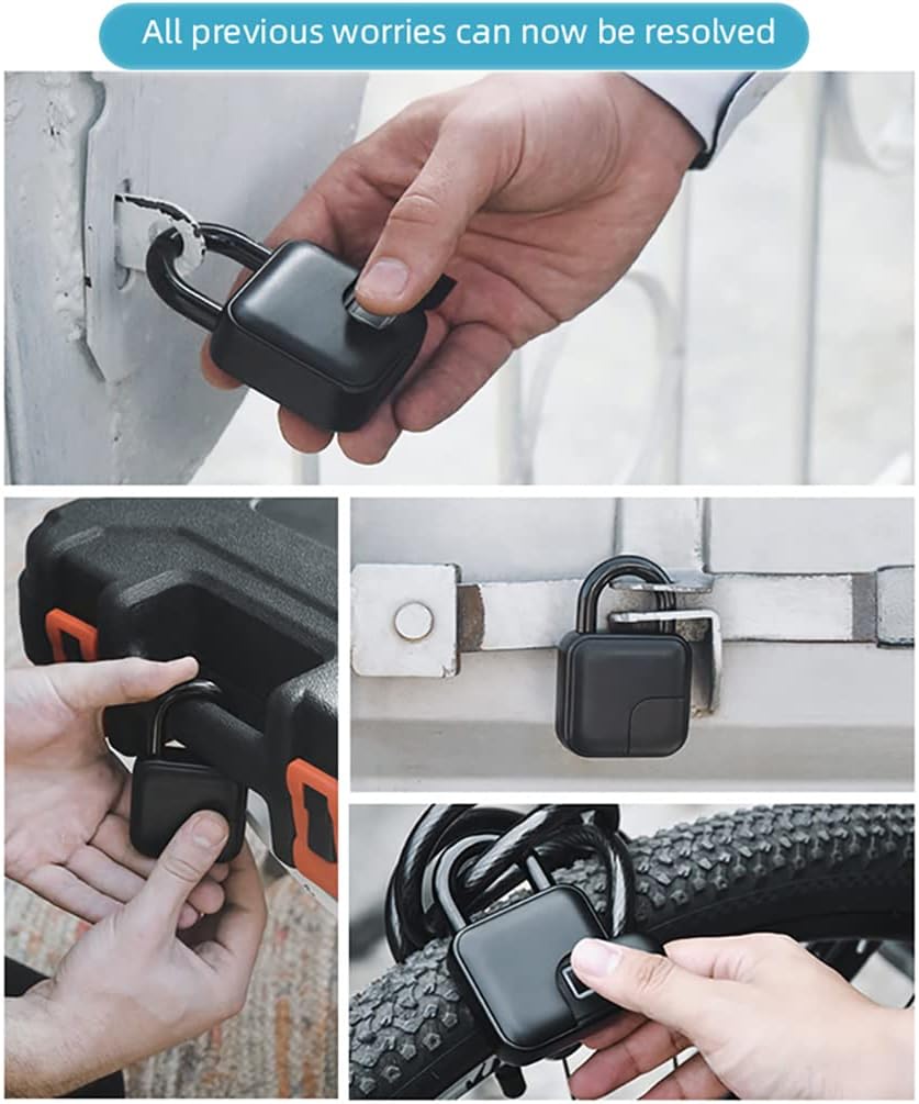 2023 Combination Lock Smart Bluetooth Fingerprint Padlock with APP Keyless Biometric Water Resistant Suitable for Gym Sports Bike School Locker Luggage Suitcase Office Backpack and Storage etc(Black)