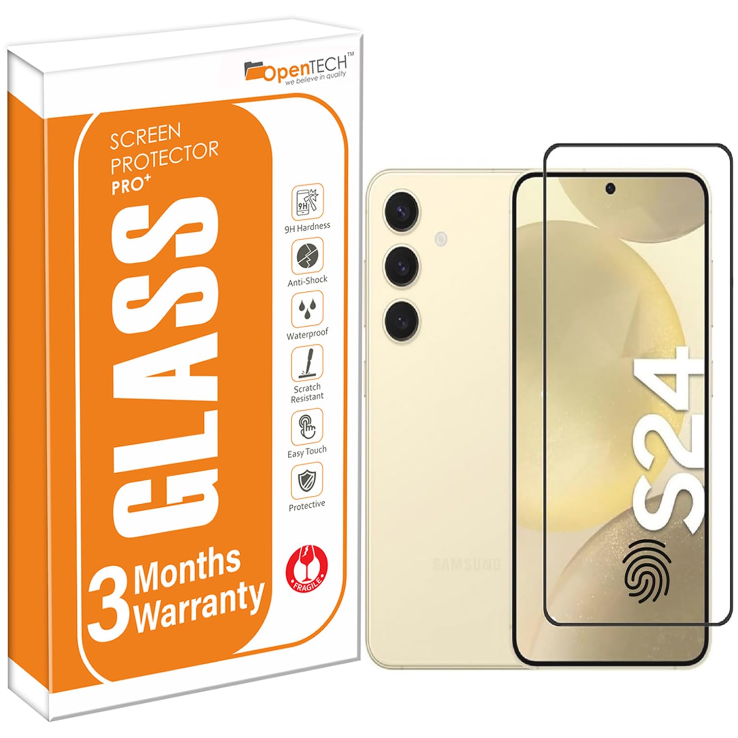 OpenTech® Military-Grade Tempered Glass Screen Protector Compatible for Samsung Galaxy S24 5G / Samsung Galaxy S25 5G with Edge to Edge Coverage and Easy Installation kit