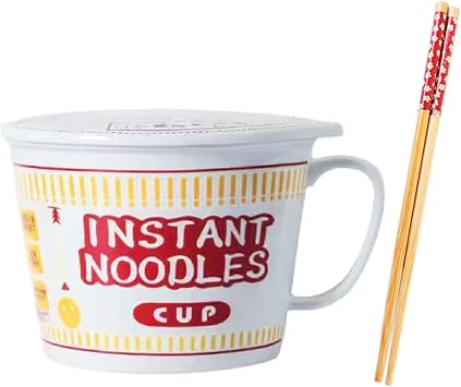 Ceramic Ramen Bowl Instant Ramen Noodle Bowl Large Soup Bowl with Handle and Lid Color Red