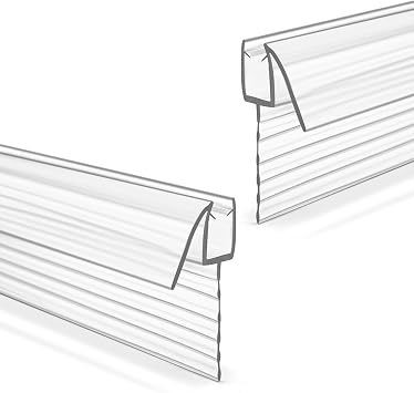 Bathroom Shower Glass Door Bottom Seal Strips, Length 39 Inch 2PCS Transparent PVC Door Bottom Seall Strips for 1/4" 6MM Thick Framless Glass Panel