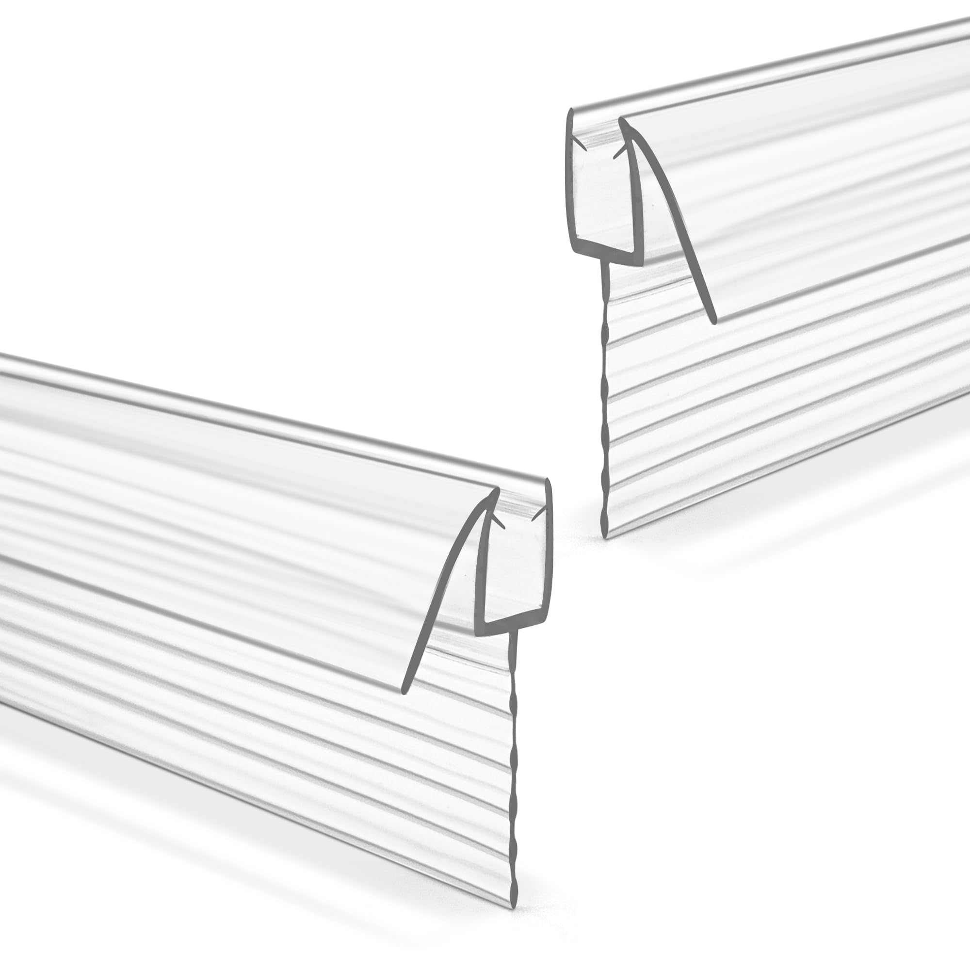 Listwy uszczelniające do szklanych drzwi prysznicowych, długość 90 cm, 2 szt., przezroczyste listwy drzwiowe z PCW, do 6 mm grubości, bezramowy panel szklany