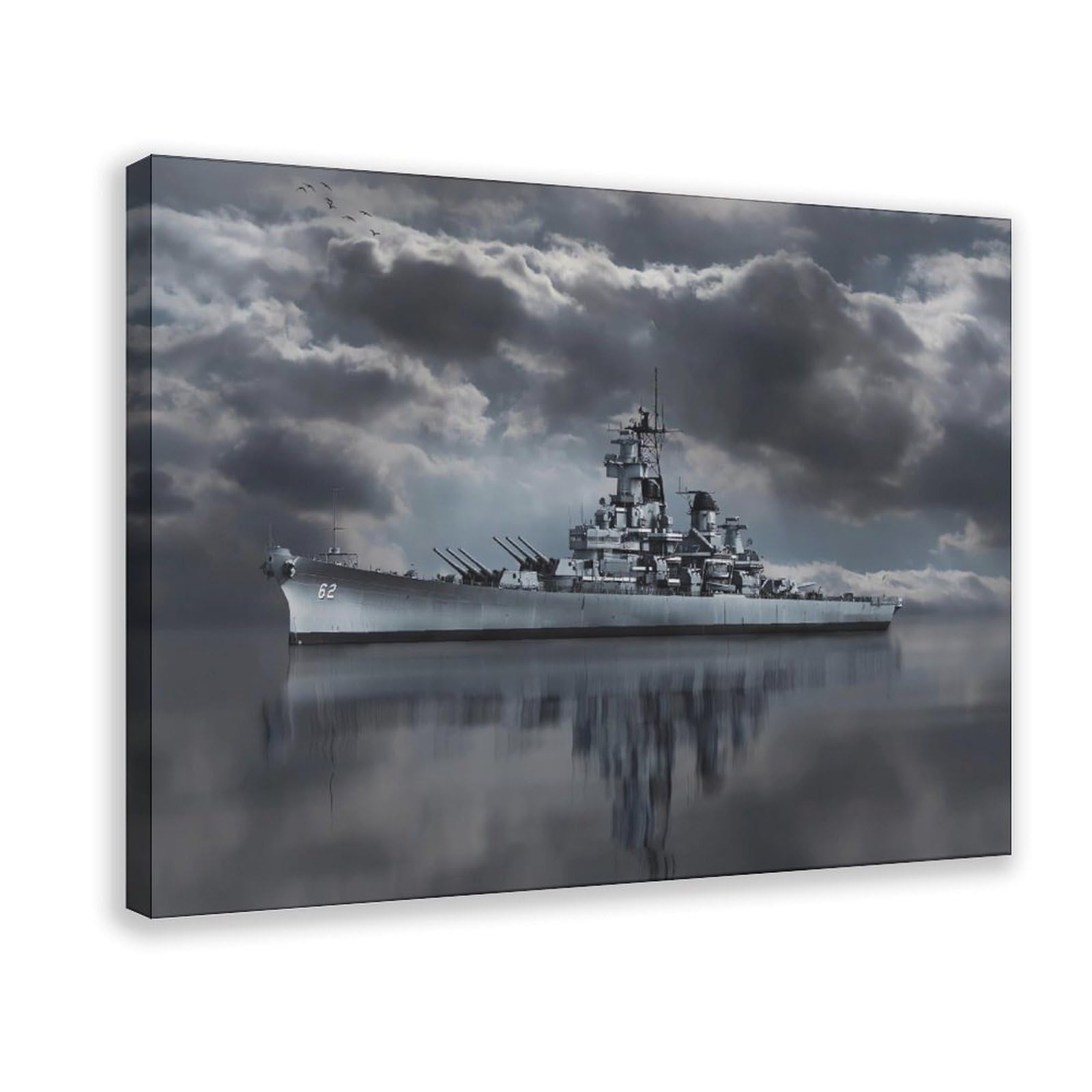 Qnvjqkdsi Frame Warship Battleship Art Canvas Poster Bedroom Decor Landscape Office Room Decor Gift 24" L X 36" W