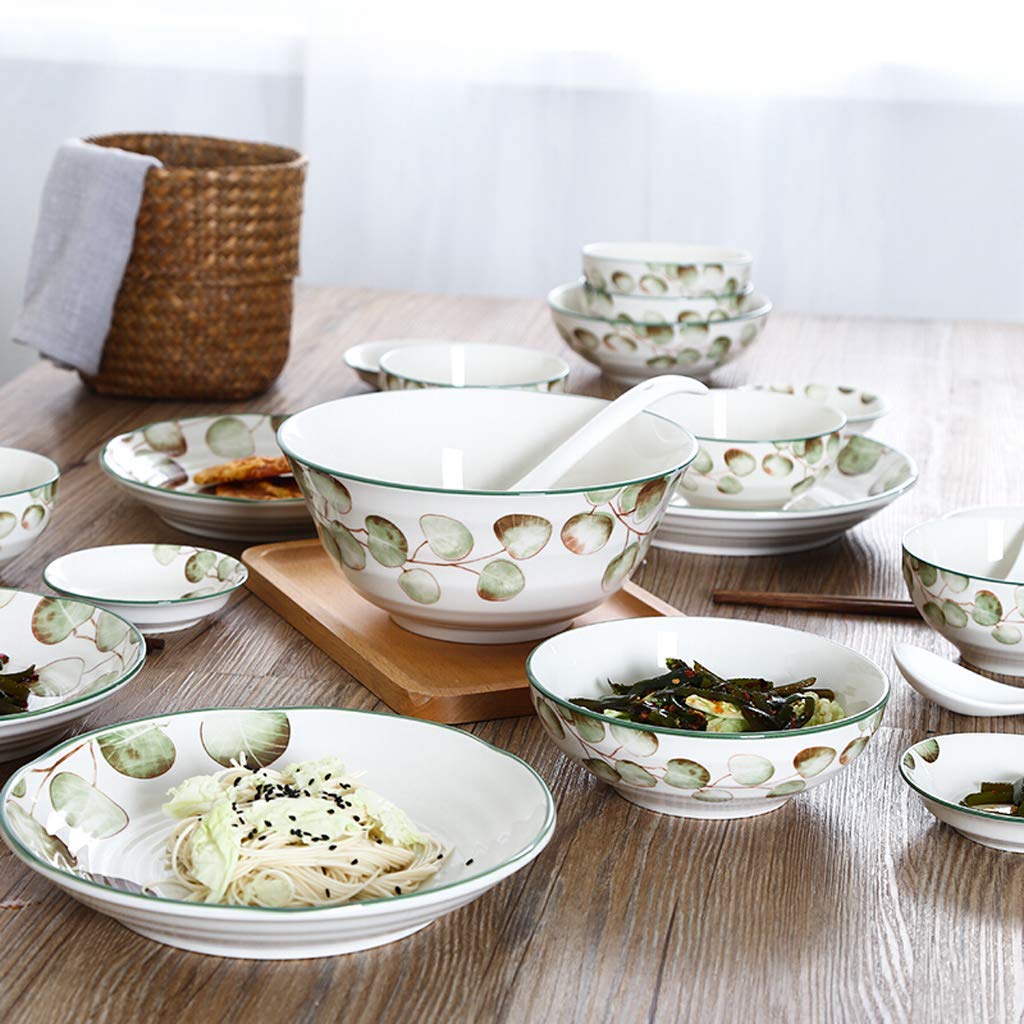 SAeWare Set da tavola in ceramica, ciotola/piatto/piatto, 42 pezzi, stile pastorale, set da tavola per feste in famiglia e cucina e ristorante