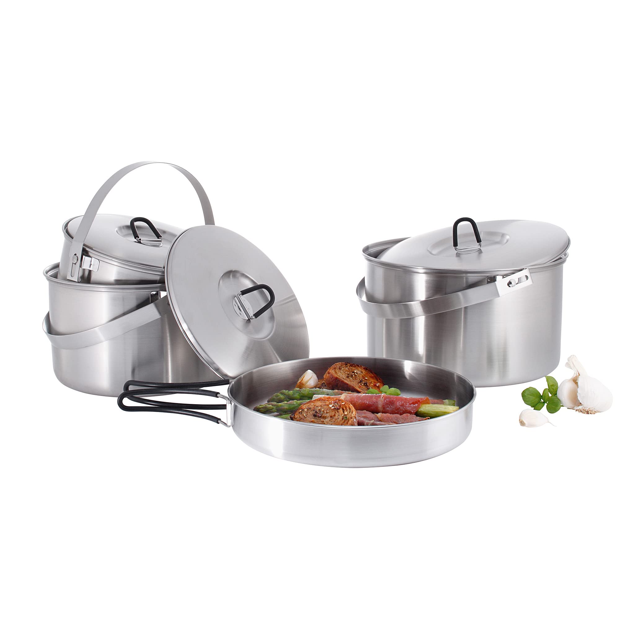 Tatonka Family Cook Set L (4-Piece) - Stainless Steel Camping Cookware Set  - Pan and 3 Saucepans with Lid - Silver : Amazon.com.be: Sports & Outdoors