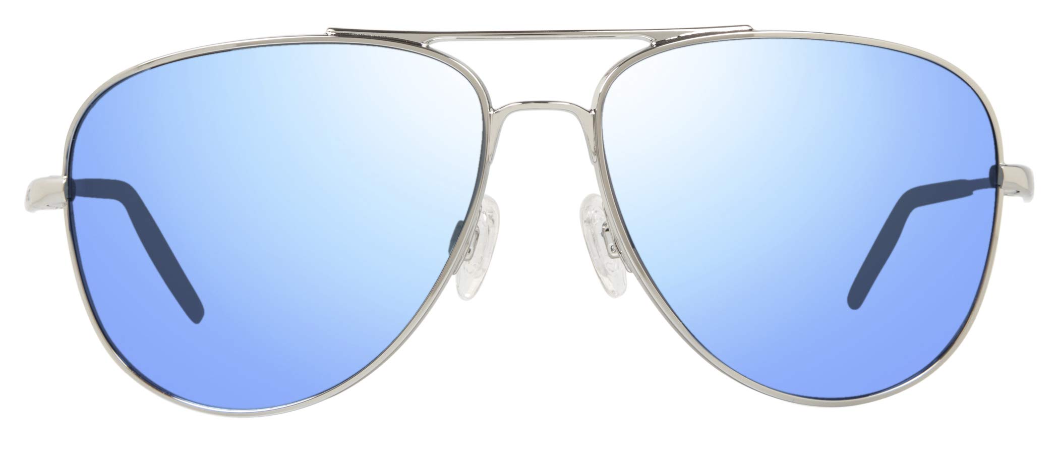 Revo Unisex RE 3087 Windspeed Aviator Polarized UV Protection Sunglasses, Polished Chrome Frame, Blue Water Lens