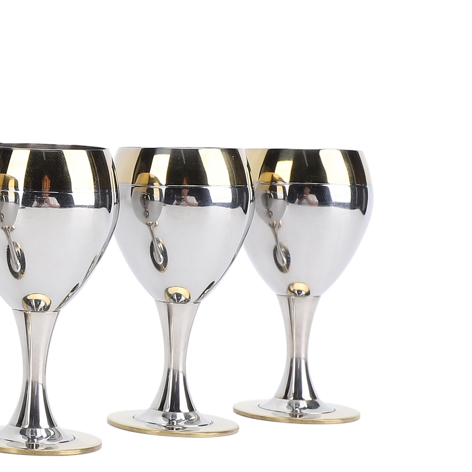 Juego de Copas de Vino de Metal, 6 Piezas, Elegantes Copas Irrompibles para Reuniones Al Aire Libre, Elegante Acero Inoxidable, Capacidad de 60 Ml
