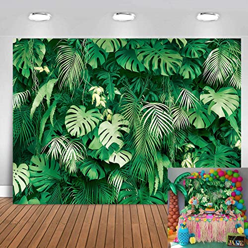 MAQTT 7x5FT Jungle Safari Plants Photo Background Hawaiian Luau Green Tropical Palm Leaves Picture...