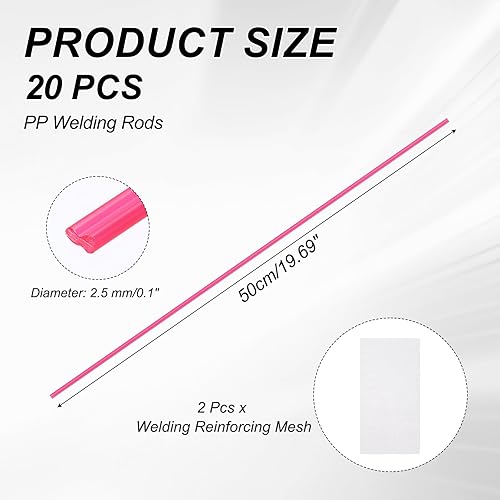 Miniatura 2 de MECCANIXITY 20 varillas de soldadura de plástico, tiras de reparación de soldadura PP de 20 pulgadas con malla de refuerzo para parachoques de