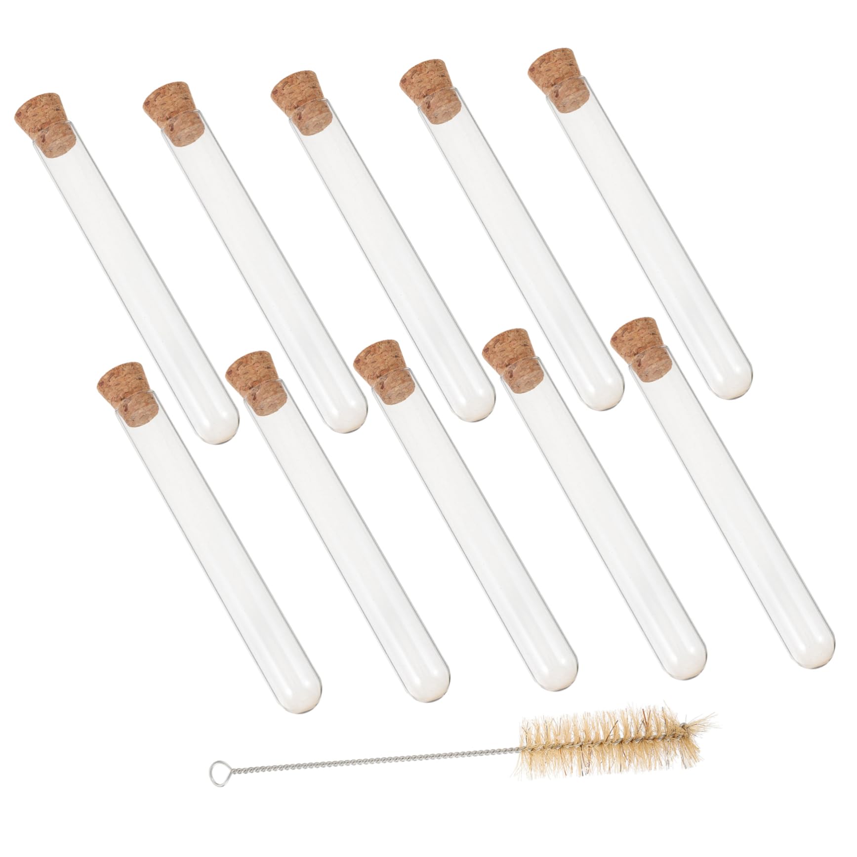 MUSISALY 10 Pcs Test Tubes with Cork Stoppers para Essaie Test Tubes for Plants Salts Tubes Sample Test Tube Test Tubes 20 x 150 Test Rack Round Bottom Test Tube Experiment Test Lab