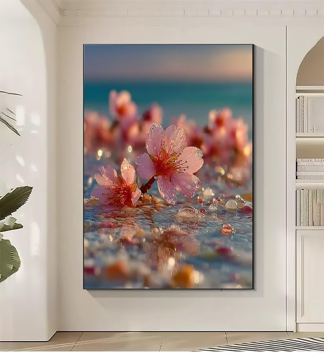 Blume Pflanze Malen Nach Zahlen Erwachsene, Paint by Numbers Adult Anfänger Kreativ Set für, Heimwerk Malen Nach Zahlen Kinder, 3 Pinsel und 36 Acrylfarbe Als, für Deko Wohnzimmer 60 x 80 cm BJHWK355