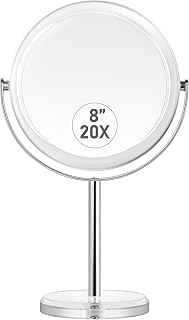 MIYADIVA 20X Magnifying Makeup Mirror, Double-Sided 1X/20X Vanity Mirror with 360° Rotation Stand, 7.8 Inch Tabletop for Bathroom Bedroom