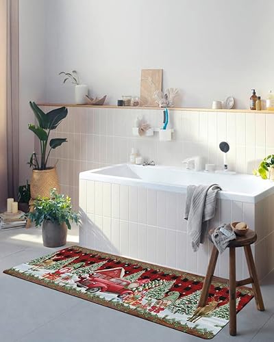 Miniatura 9 de Tapete de baño de Navidad a cuadros para bañera, antideslizante, de secado rápido y absorbente, tierra de diatomeas, fregadero, dormitorio, cocina,