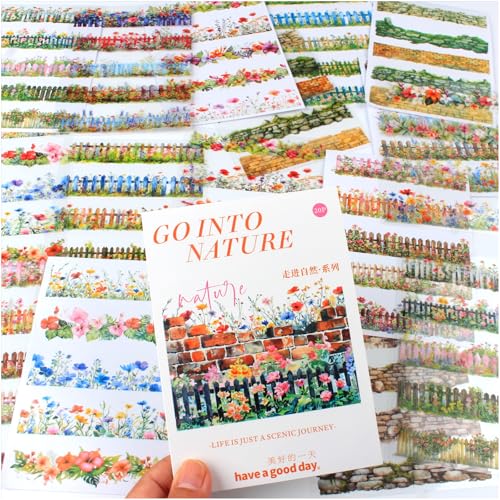 20 Sheets Gardening Scene Pre-Cut Sticker Book for Junk Journal