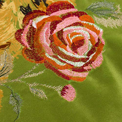 Jwh JW-TASSEL-TIGER Velvet Throw Pillow Cover Decorative Colorful Flower Emboidered Accent Pillow Case Print Cushion Soft Pillowcase Bed Living Room Couch Bedroom Decor Tassel 18X18 Inches Green thumb #3