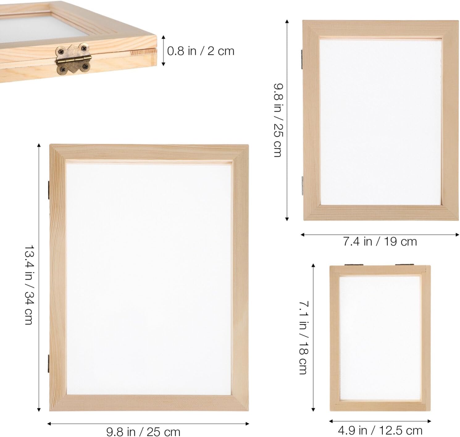 TEHAUX 3pcs DIY Wooden Paper Making Frame for Craft Projects Natural Pine Screens Easy to Clean and Use