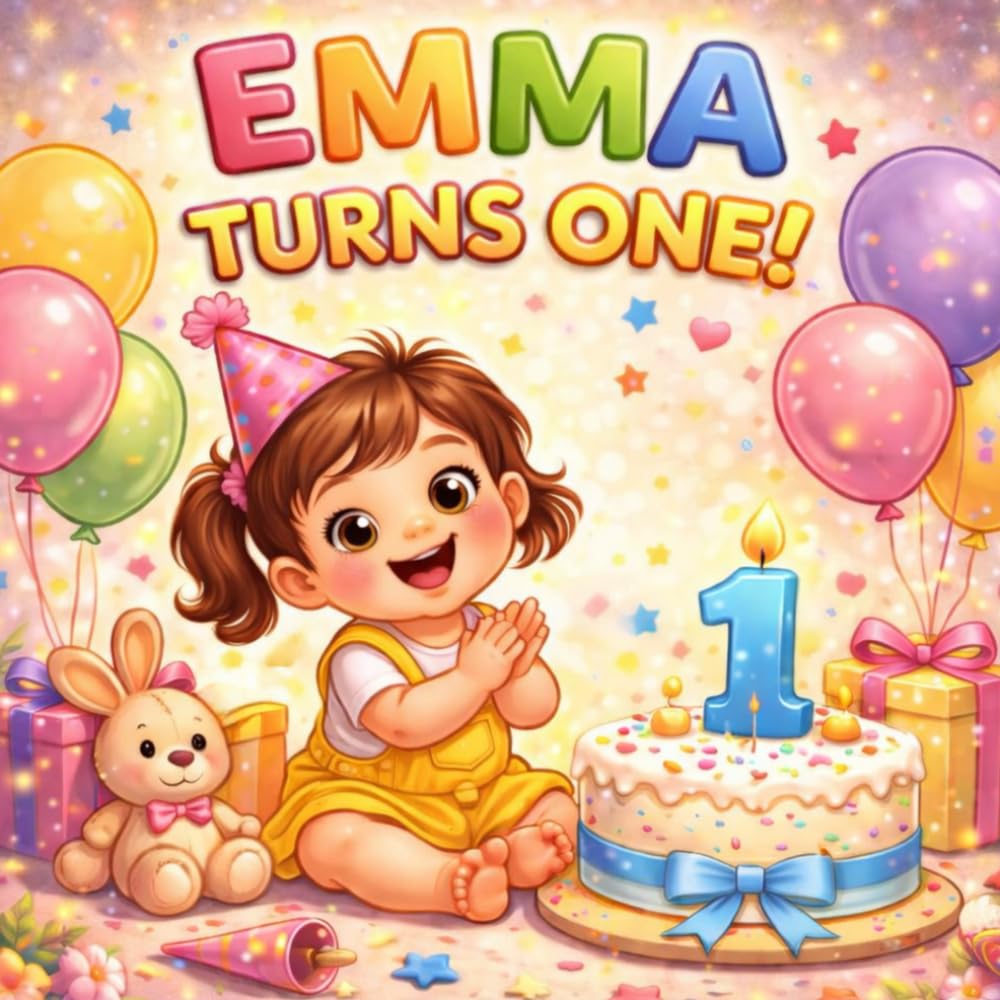 Emma Turns One: A Sweet Personalized Birthday Story for a One-Year-Old Girl (Three Hearts Personalized Book Series (Emma))