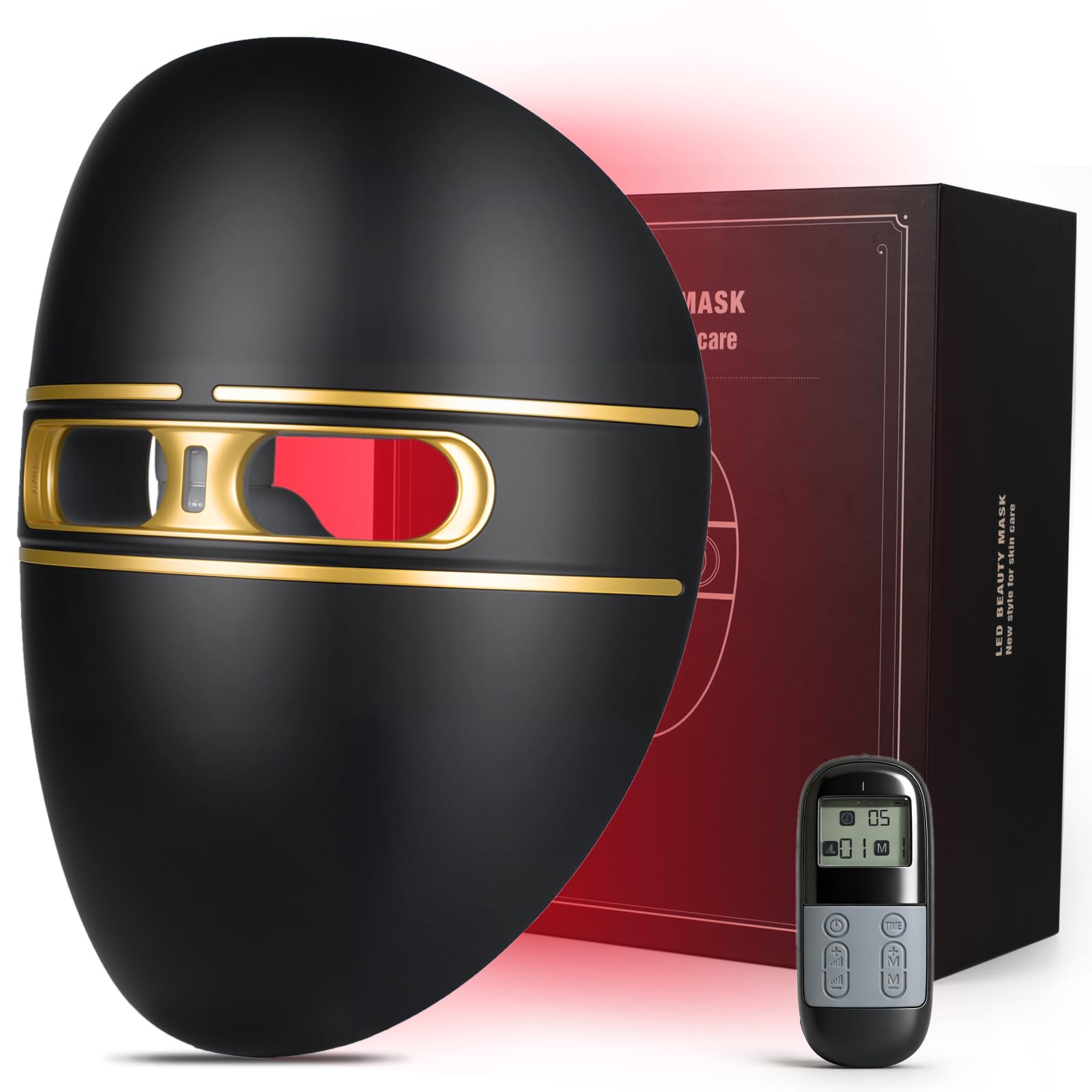 Auxoliev LED-Gesichtsmaske mit Lichttherapie, kabellos, 850 nm 633 nm 415 nm (Rot, Blau, Nahinfrarot), zur Reduzierung von Falten und feinen Linien – für die Hautpflege zu Hause