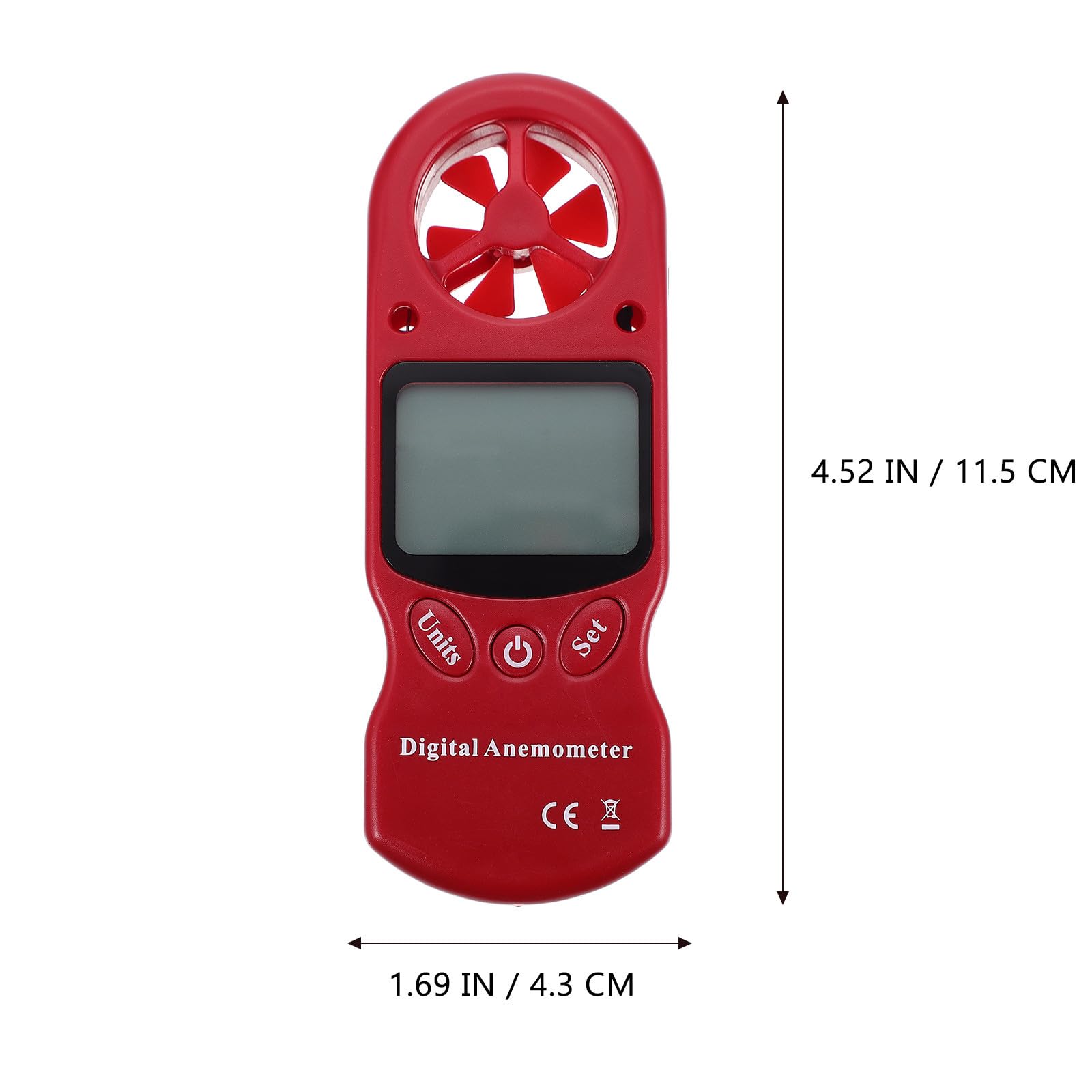 Anemometro Digitale Portatile con Schermo Retroilluminato Lcd e Misurazione Umidità, Mini Termoigrometro in Plastica per Sistemi di Ventilazione e Climatizzazione Centrale