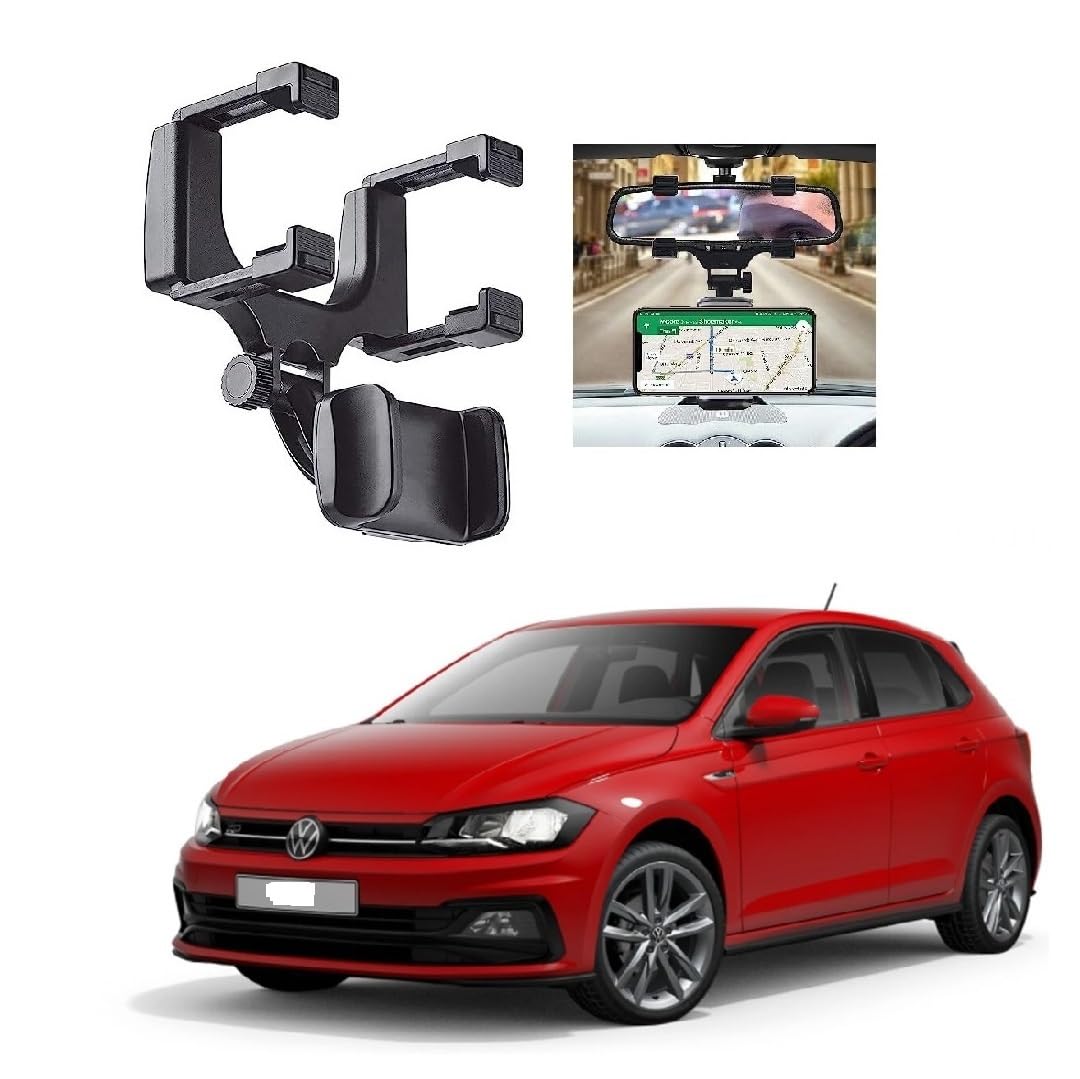 Car Hanging Rear View Mirror Mobile Phone Holder Mount Stand 360 Degree Rotational Compatible with Volkswagen Polo-image-29