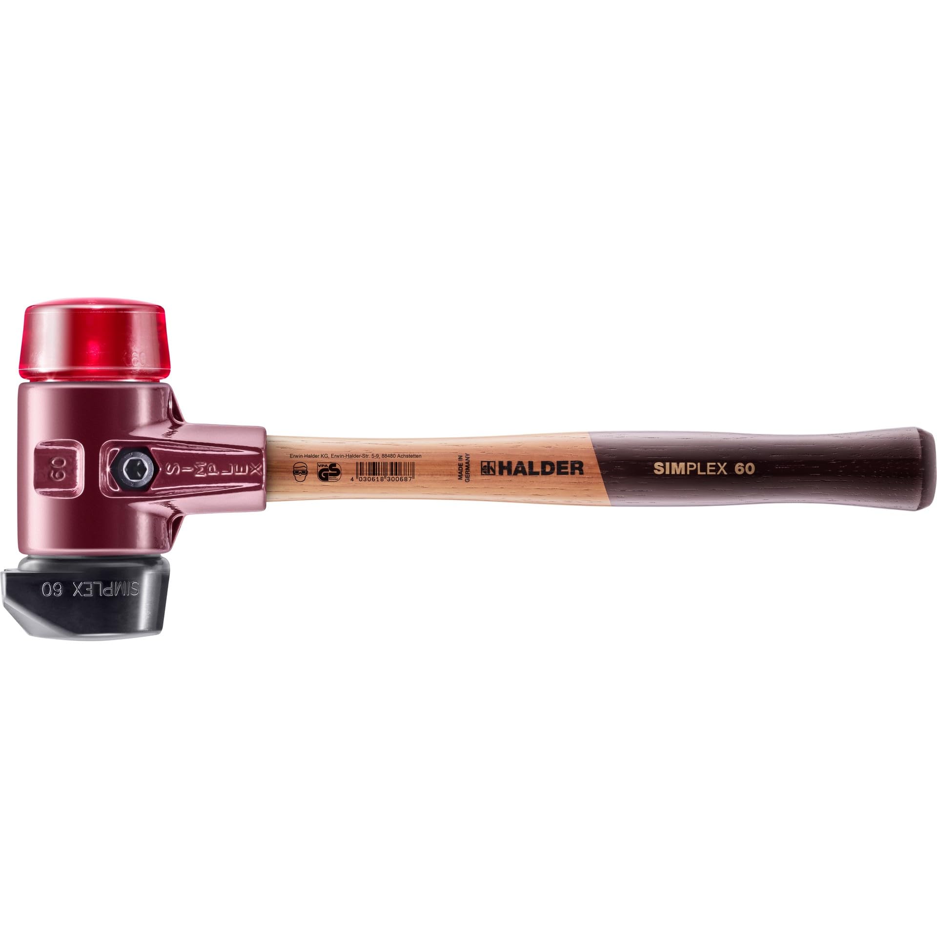 Halder USA - Simplex Mallet with Red Plastic and Stand-UP Black Rubber Inserts (3026.26)