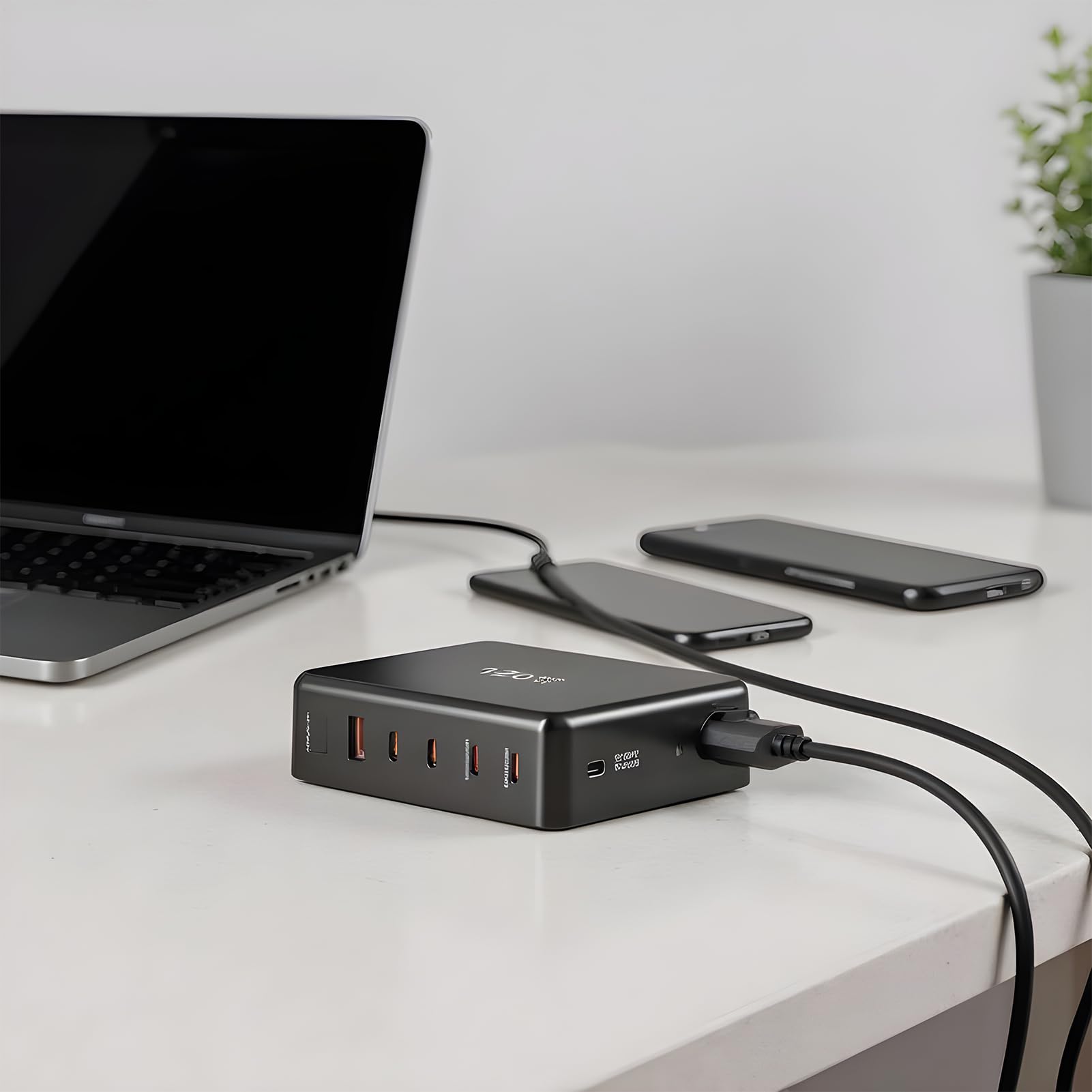 Caricatore Rapido USB C Caricatore da Viaggio per Cellulare | Dispositivo di Ricarica Rapida da 120W 6 Porte per Utenti di Dispositivi Mobili e Persone Attive Viaggiatori