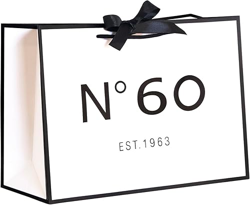 ANFENG Bolsa vintage de regalo de 60 cumpleaños para mujeres, tamaño grande y multicolor para mujeres, 1963, novedad de 60 años, bolsas de papel