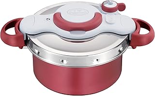 [T-fal 特福] 压力锅 4.2升 2~4人用 支持电磁加热燃气火 轻松开合 2合1锅 "Clipso Minit Duo" Rouge P4704231