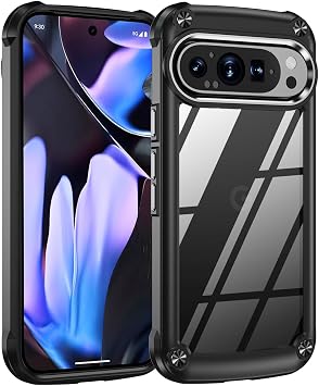 BAISRKE for Google Pixel 9 Pro XL Case,Heavy Duty Rugged Military-Grade Drop Shockproof Protective [Hard Clear Scratch-Resistant Back] Slim Phone Case for Pixel 9 Pro XL 6.8" Black