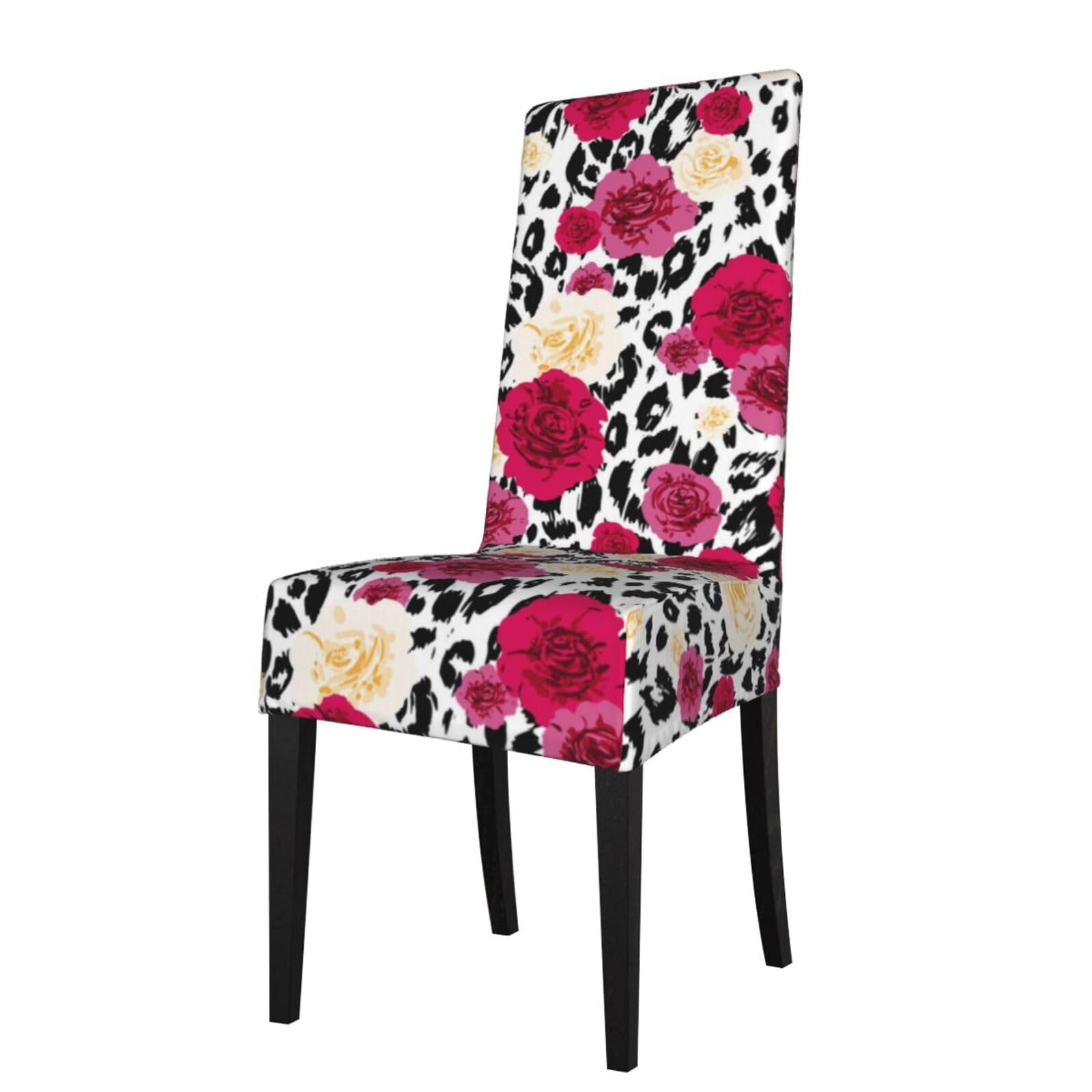 LKYMOH Colorful Leopard Flowers, Chair Covers Stretch Chair Slipcovers for Dining Room, for Party Pet Protection Universal Fit Soft Polyester