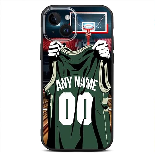 DIY Personalizado Nombre y Número - Jersey de Baloncesto de Milwaukee - Estuche de Silicona Líquida para iPhone 17 Air 16 15 Pro Max 14 13 Mini 12