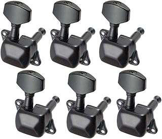 Inzopo 6 Pieces Semiclosed Iron Tuning Pegs Tuners Machine Heads 6R for Electric Guitar Parts Black