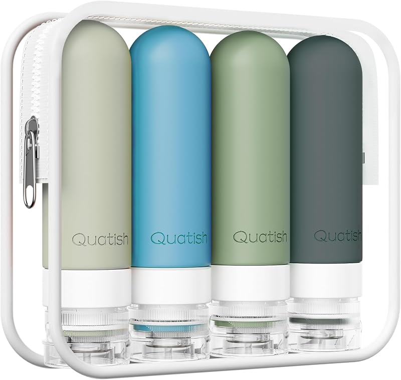Frascos de viagem Quatish em silicone, boca larga, Morandi, Pacote com 4