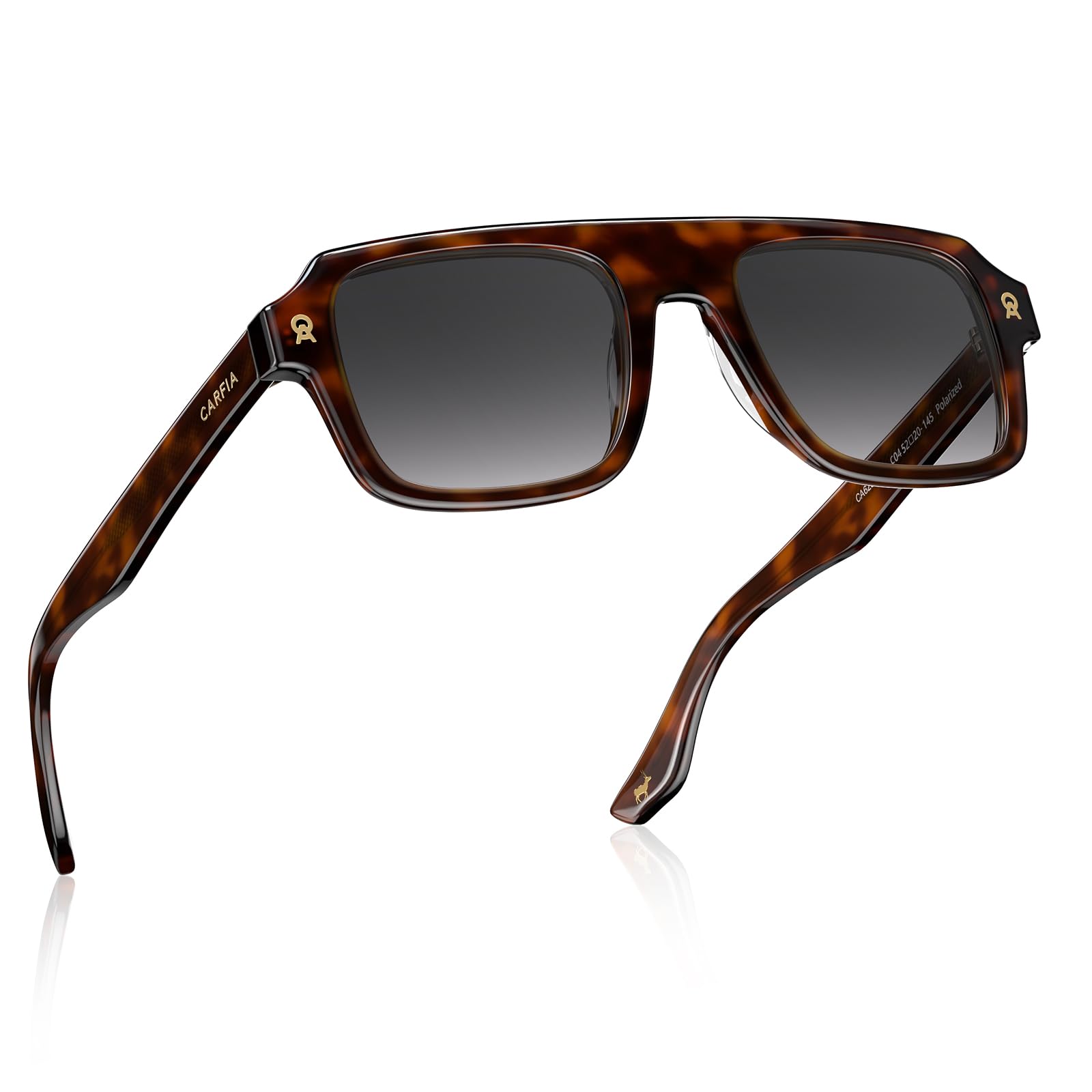 Carfia Lunettes de soleil Polarisées pour Homme Rétro Forme Rectangulaire Acétate
