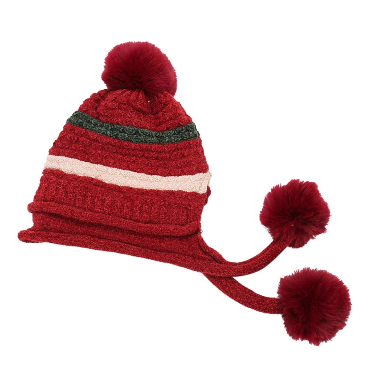 GALPADA 3pezzi Cappello Di Lana Invernale Per Donna Con Pompon Decorativo Berretto Tricot Caldo e Confortevole Adatto Per Attività Outdoor Inverno Rosso