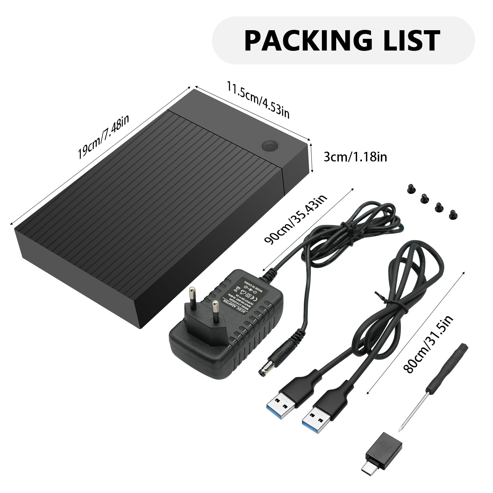 6Gbps Boitier Disque Dur 3.5, Adaptateur SATA USB pour SSD/HDD, Boitier SSD Externe 2.5"/3.5", Lecteur Disque Dur, Station d'accueil pour DisqueDur USB 3.0 SATA HDD, UASP