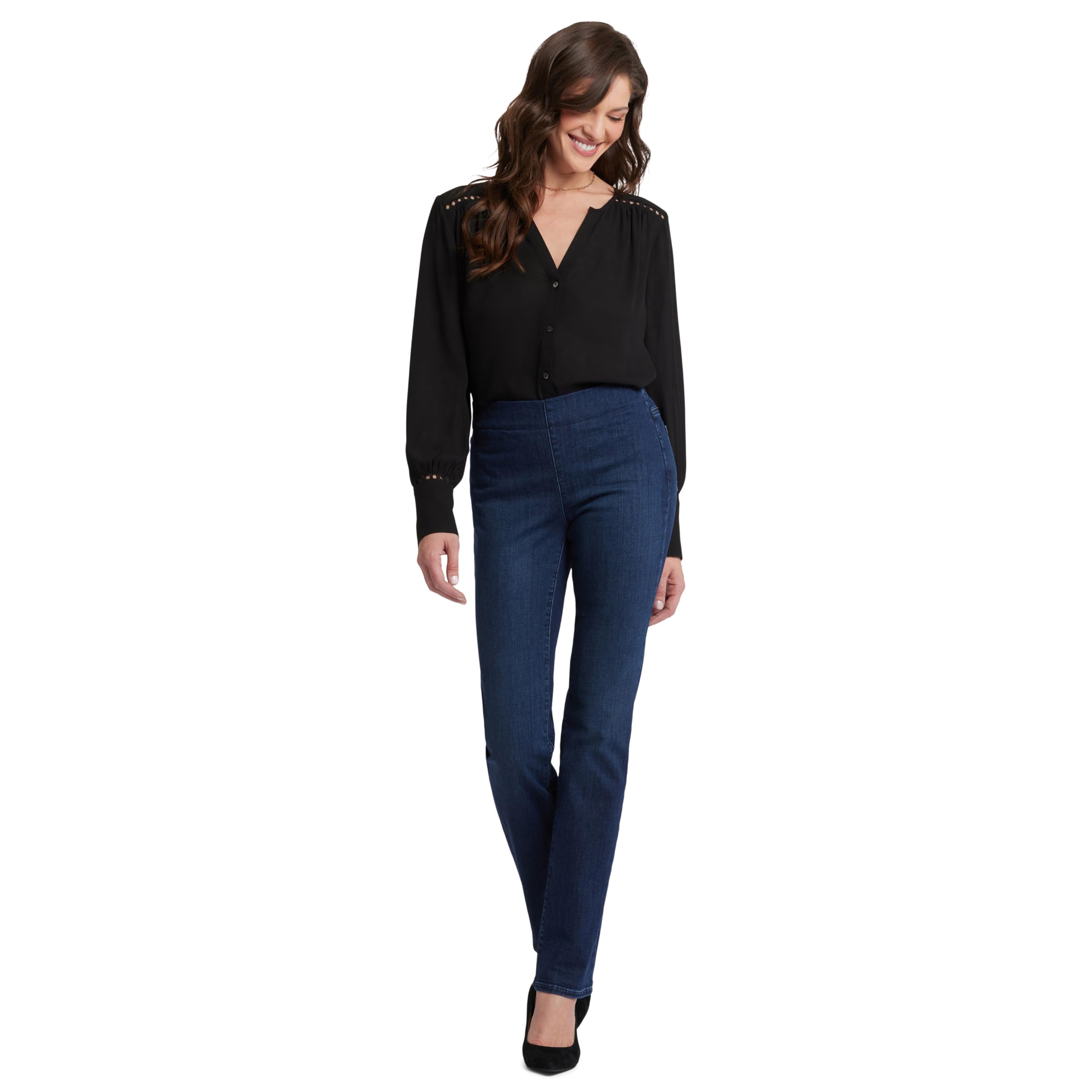 NYDJ Women's Pull-On Marilyn Straight Jeans - Effortless Comfort and Style, Women's Denim Straight Jeans for Daily Wear