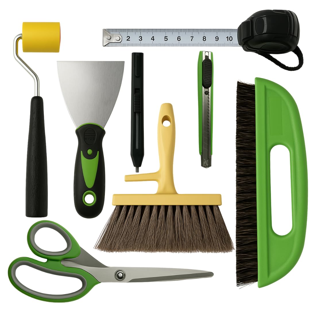 Tsekouri Wallpaper Paste Kit, Set Includes 8 Piece Wallpaper Kit Containing Wallpaper Paste Brush and Smoother