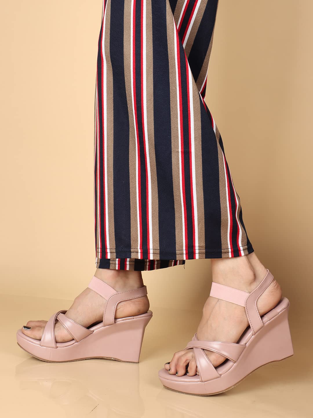 XE Looks Sandali da donna con zeppa, eleganti cinturini incrociati, sandali slip-on per ragazze, comoda suola imbottita, design a punta aperta, ideali per casual, feste, ufficio e abbigliamento
