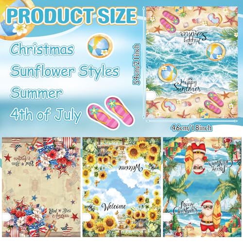 Image of Dispowreath 4 Pcs Mailbox Covers Magnetic Standard Size 18 x 21 Inch Patriotic Christmas Summer Sunflower Magnetic Mailbox Covers Wraps for Holiday Garden Yard Home