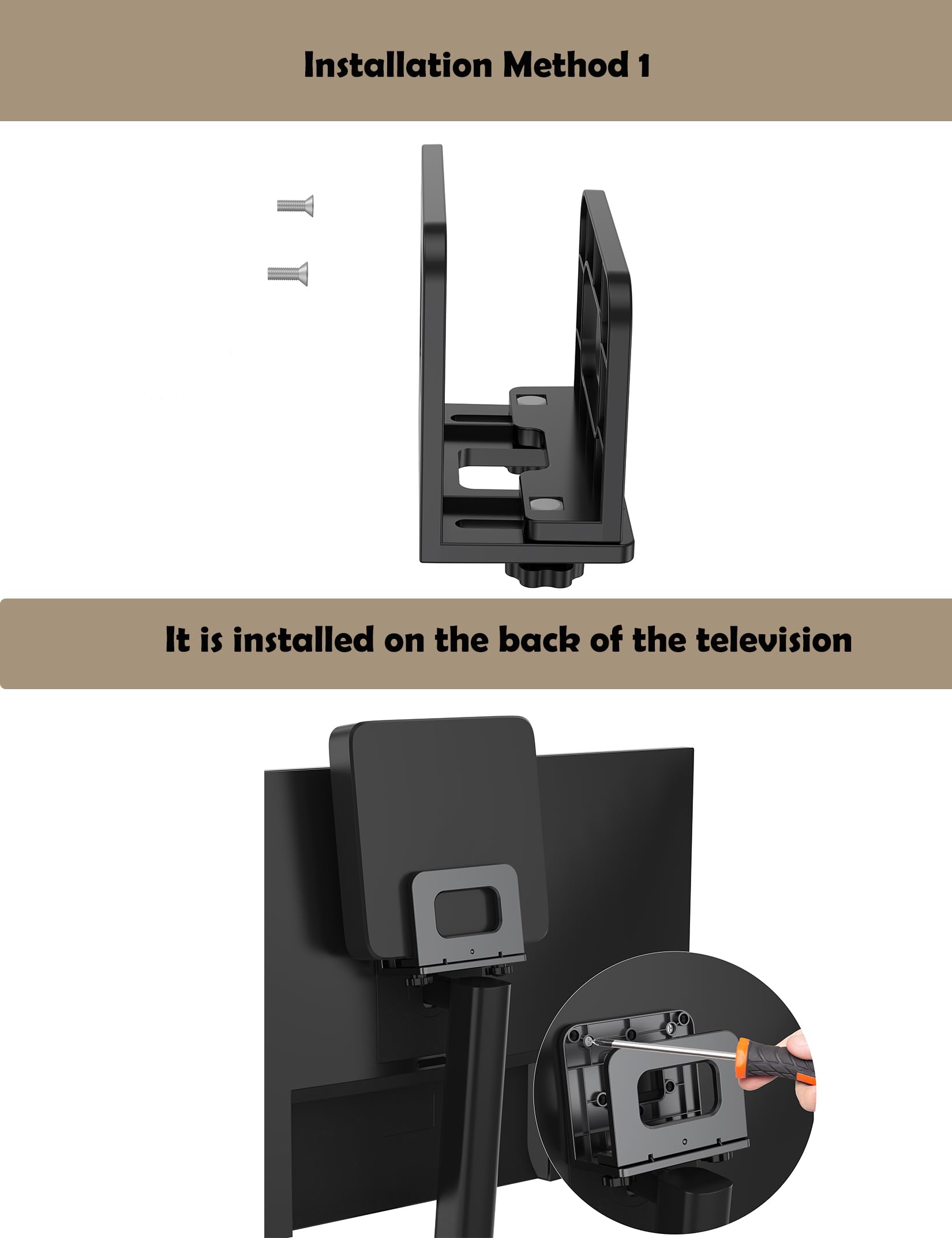 Uchwyt ścienny do routera Wi-Fi / półki modemu do Apple TV/ROKU, kompatybilny z odtwarzaczem multimedialnym/przełącznikiem/WII/Power/Mini PC/Mac mini, mocowany klejem lub śrubą (czarny)