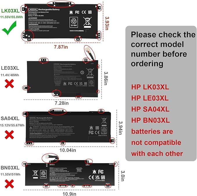 Image of LK03XL Battery for hp Envy x360 Convertible 17m-ae0xx 17-bw 17m-ae111dx 15m-bp1xx 15m-cn0xxx 15-cn0xxx 15m-cp0xxx 15m-cn0012dx 15m-cn0011dx for HP Envy X360 Convertible 17-AE 17M-AE 17-BW 17-CE 17M-CE