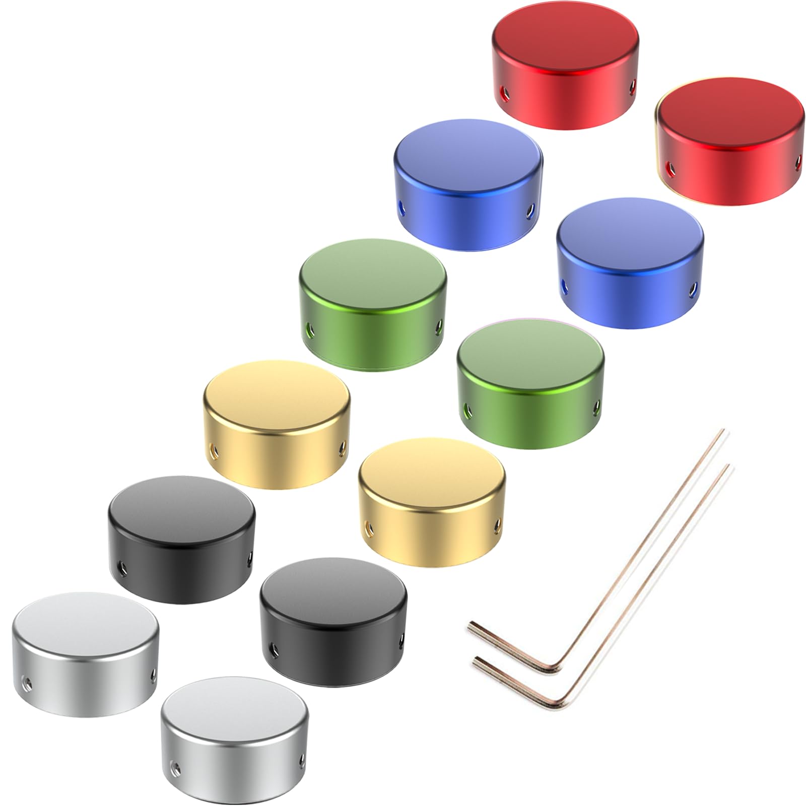 Footswitch Topper Guitar Pedal Button Caps with 3 Set Screws and Protective Fitting Increasing Accuracy,Comfort for Common Switches diameter of 3/8"| SOLUTEK BUTTONS V1 12Pcs Multi-colors