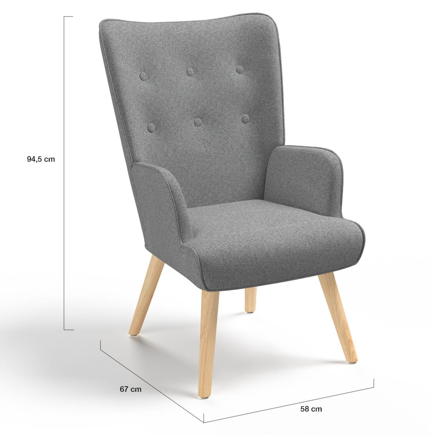 IDMarket – Sillón escandinavo Ivar en tejido gris claro