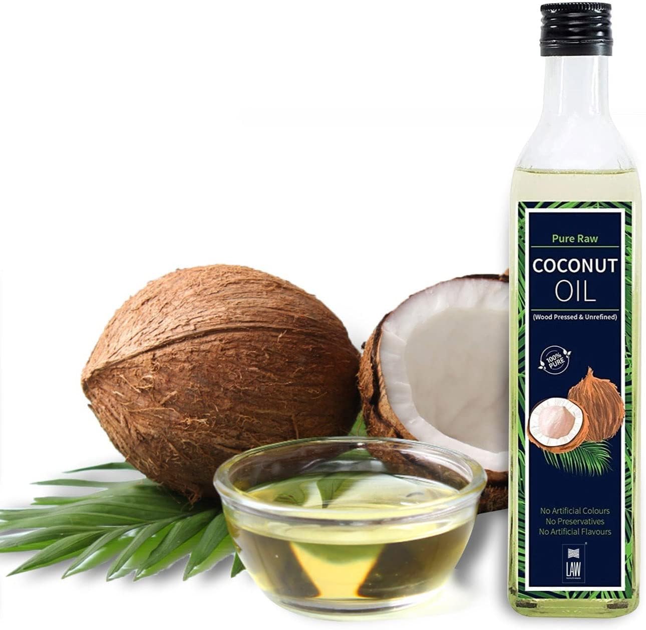looms & weaves - Pure Raw Coconut Oil from Kerala (Pure & Unrefined) (Single Origin & Farm Direct Produce, Made in small batches)- 1 Liter (Packed in Economy Plain Tin)