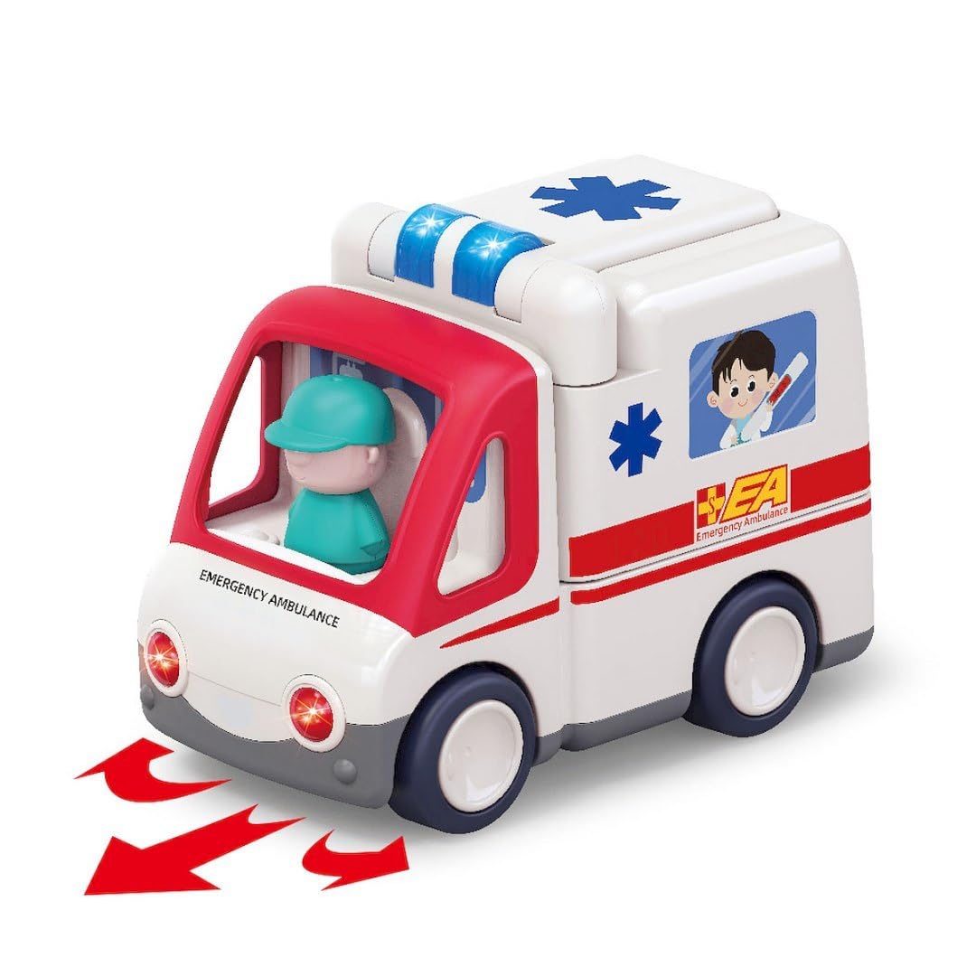 Hola Toy Ambulance with Lights & Sounds, Bump-and-Go Feature, 9