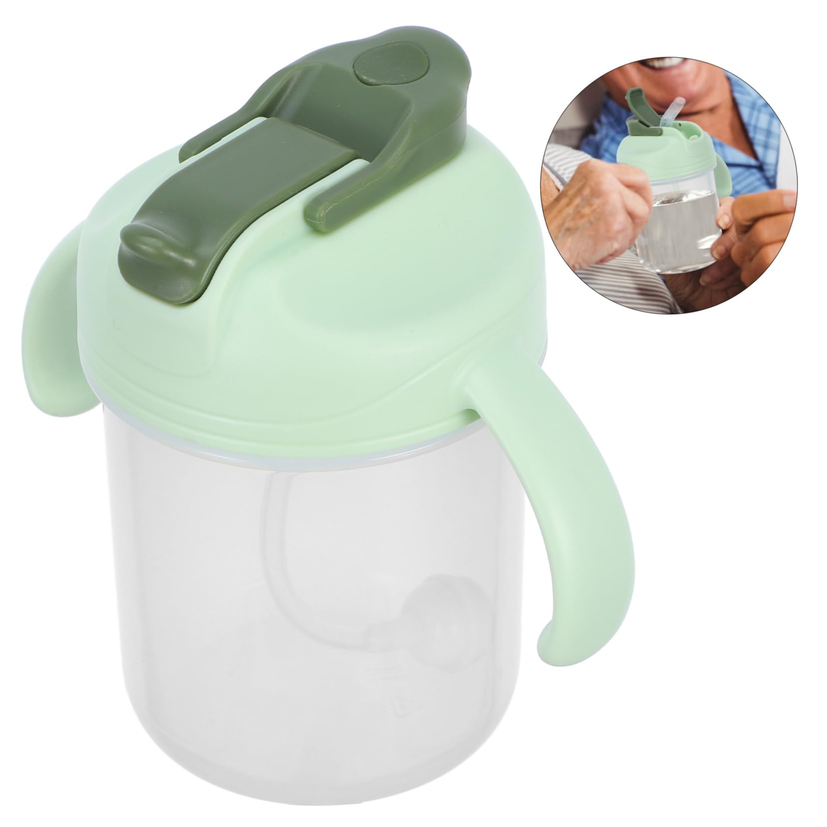 SHERCHPRY 5 Pezzi Tazza in Cannuccia Antisoffocamento Assistenza Infermieristica Colore Tazze Per Adulti a Prova Di Fuoriuscite Disfagia Marrone Coppa Maneggiata Adulto Gel Di Silice Verde