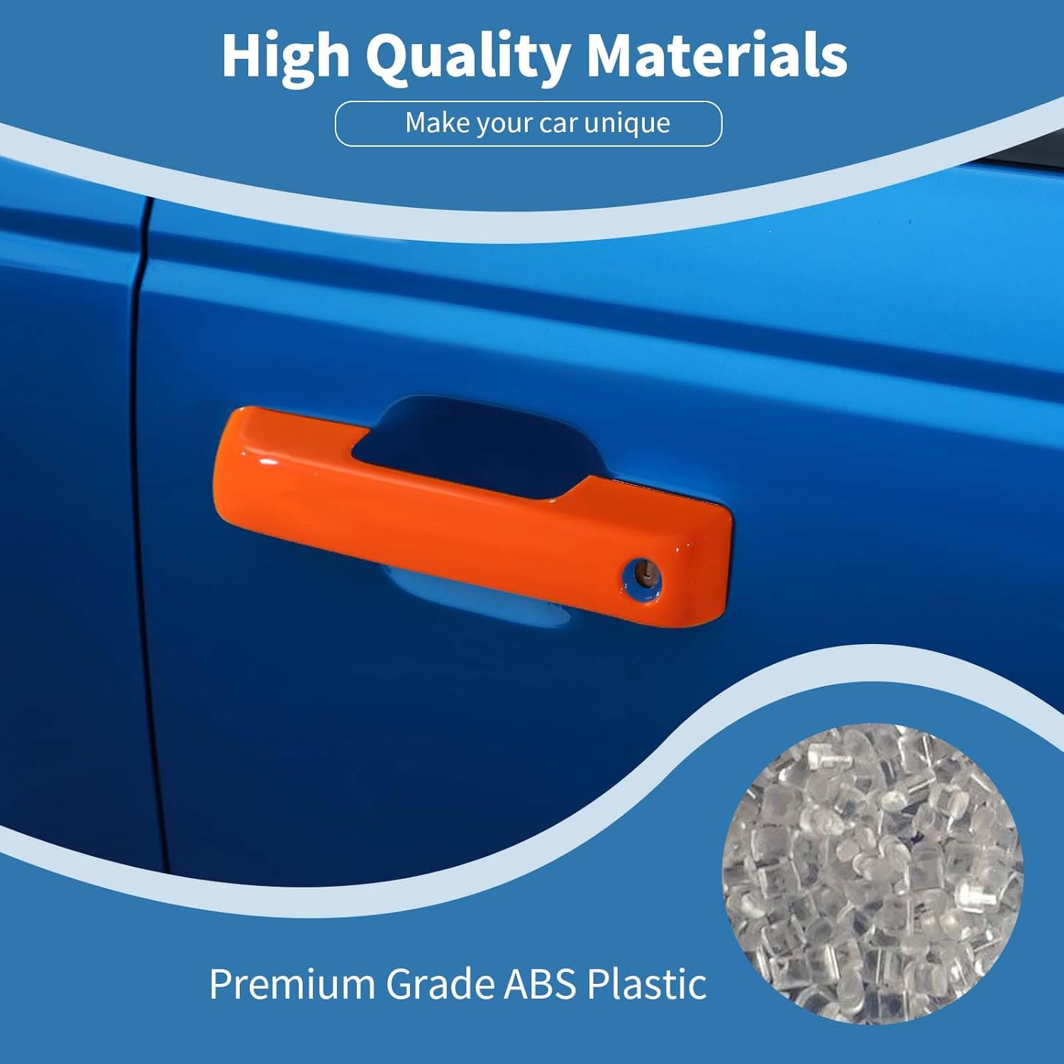 for Bronco Door Handle Cover Trim Orange Fit for Ford Bronco 2021 up Orange Exterior Accessories 3pcs