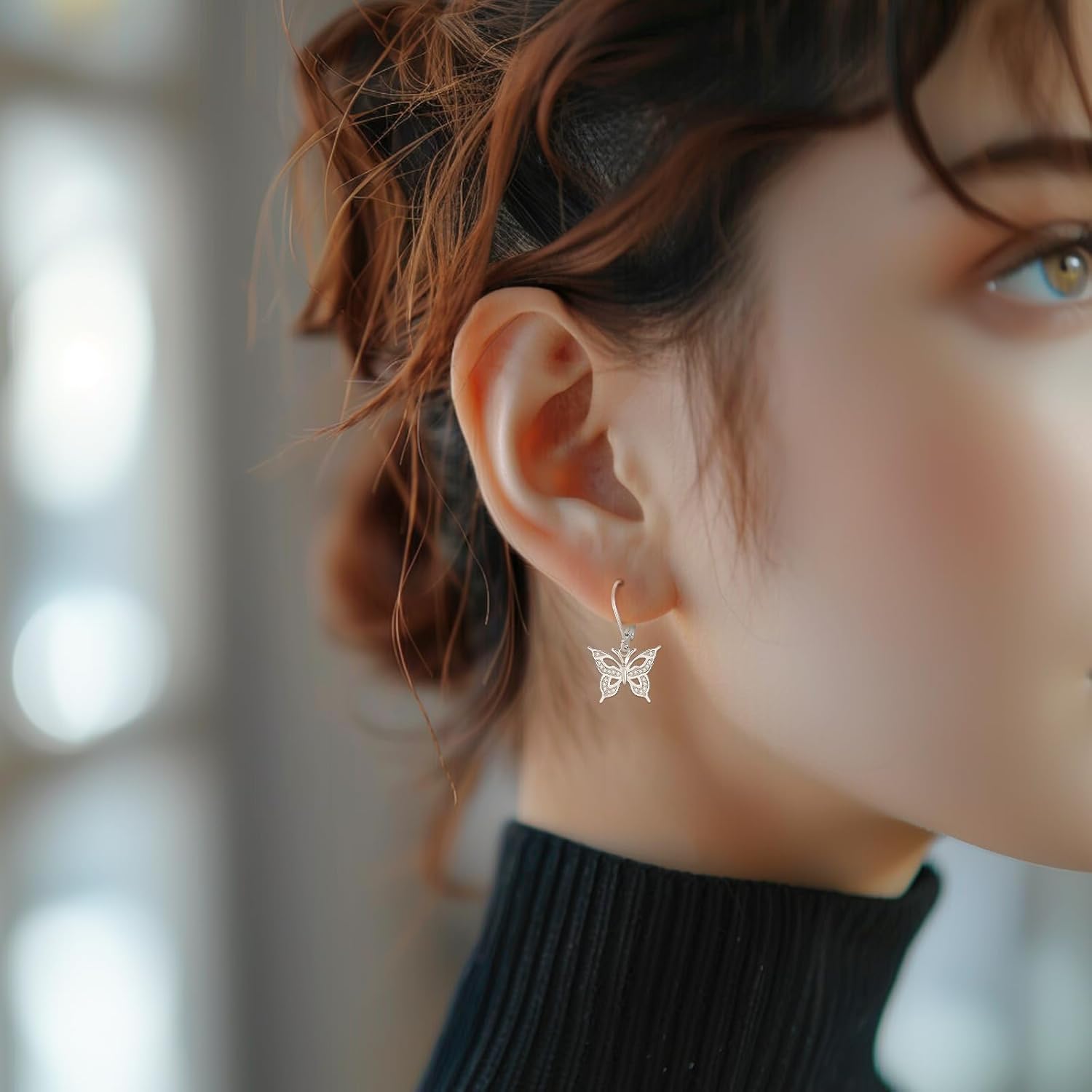 Black Cat/Turtle/Moonstone//Turquoise/Flower/Tree of Life Earrings Sterling Silver Cute Animal Leverback Dangle Earrings Jewelry Gifts - Image 5