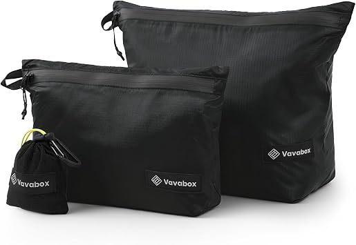 Vavabox Lightweight Toiletry Bags for Travel, Wash Bag Set Compact Black