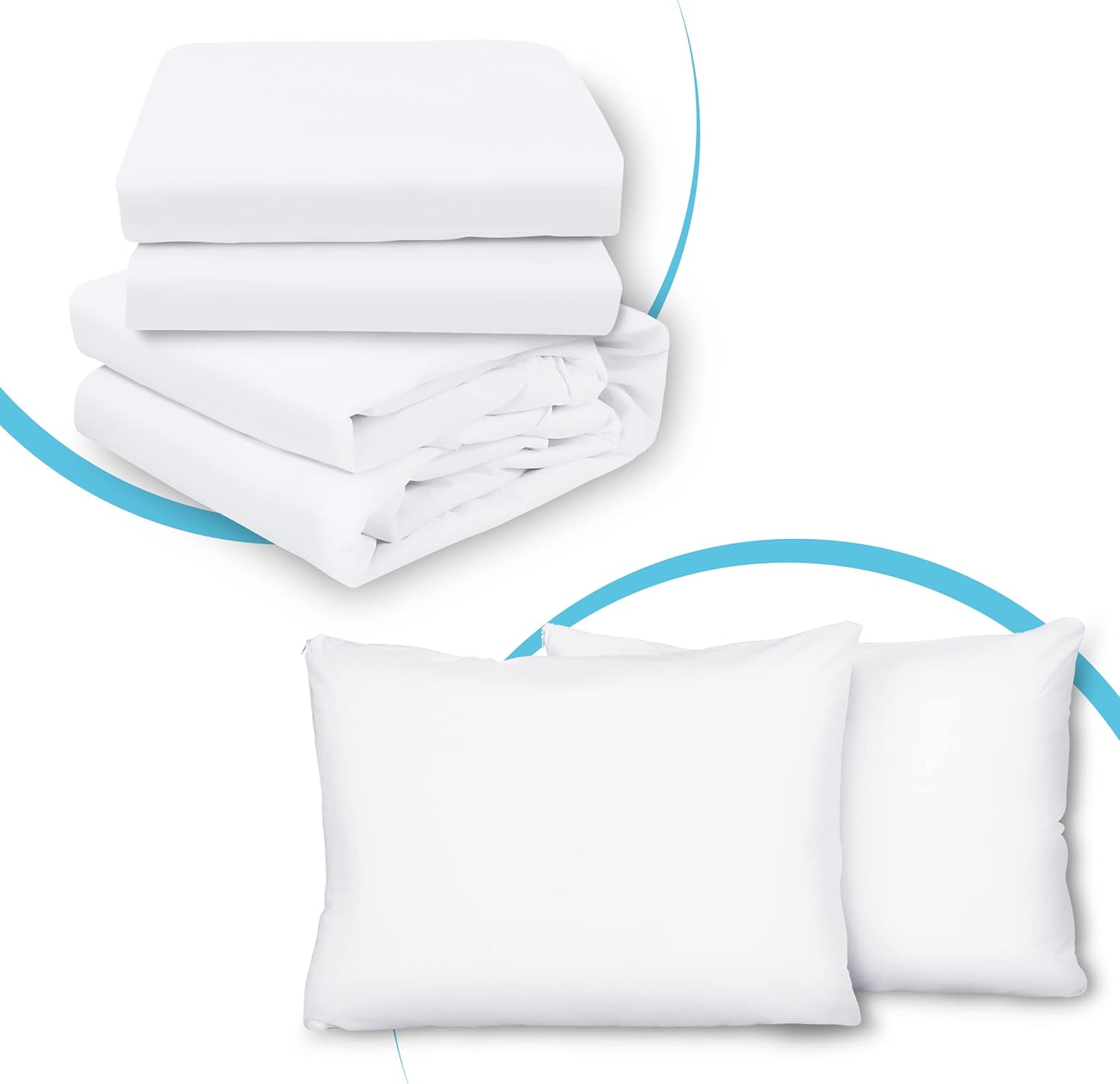 Bundle Ruili-Waterproof Mattress Protector & Pillow Protector , Premium Microfiber, Soft, Breathable, Vinyl-Free (2 Pack)